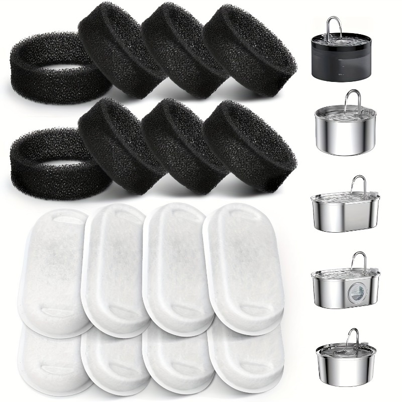 Pet Fountain Filter Replacement - KEMORELA 16-delige filter voor kattenfontein -