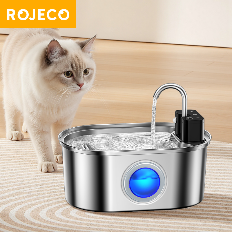 Smart Pet Water Fountain Wifi - ROJECO RVS kattenwaterfontein 4000mAh sensor slimme