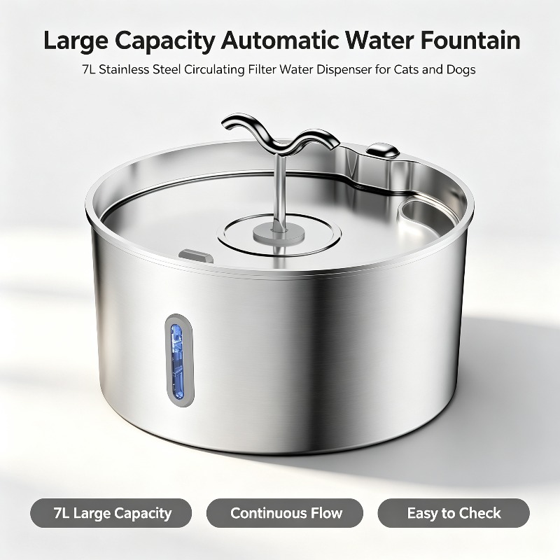 Dog Water Fountain Large - Roestvrijstalen drinkfontein voor huisdieren, automatische waterdispenser