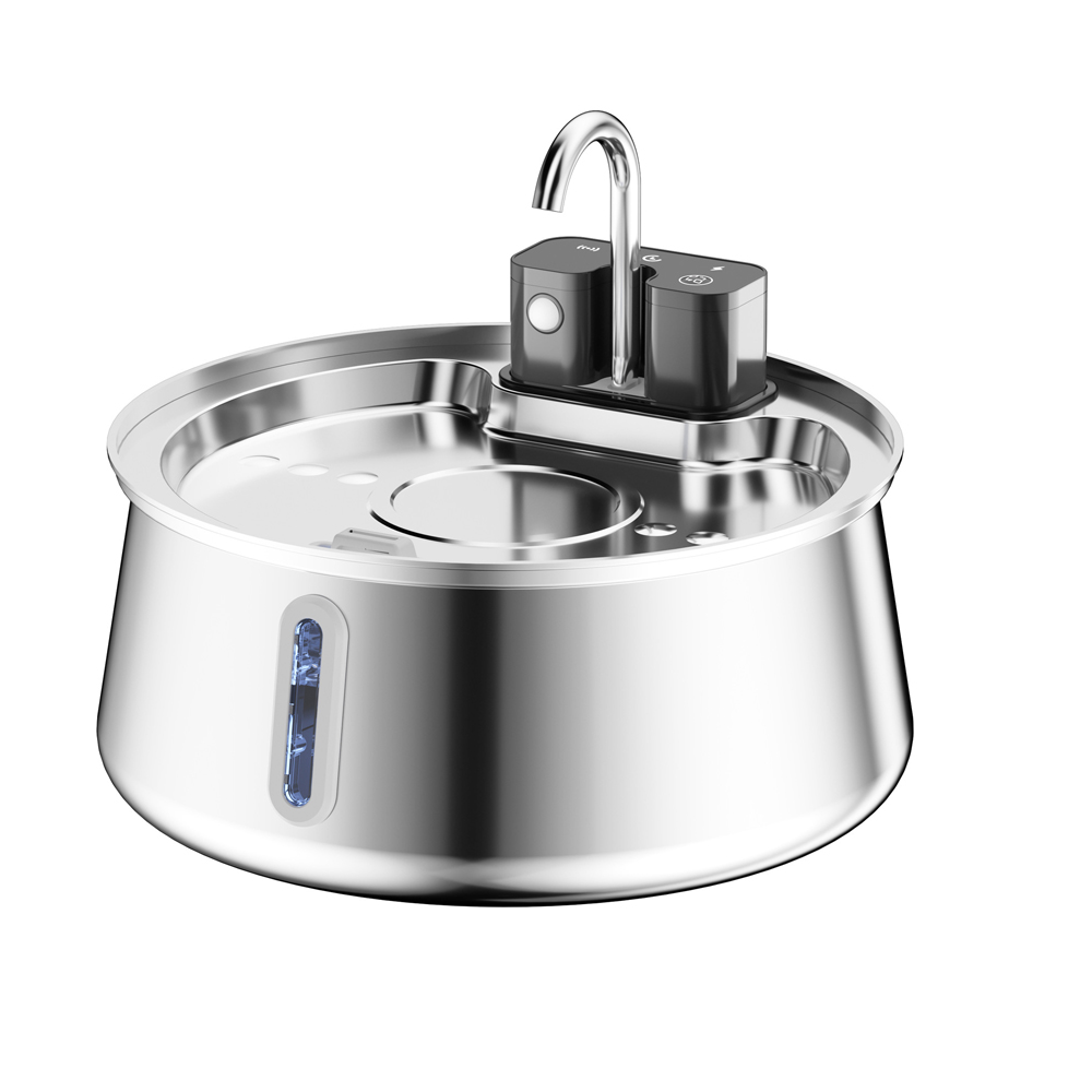 Pet Water Fountain Stainless Steel - 4L Draadloze Oplaadbare RVS Huisdier Waterfontein
