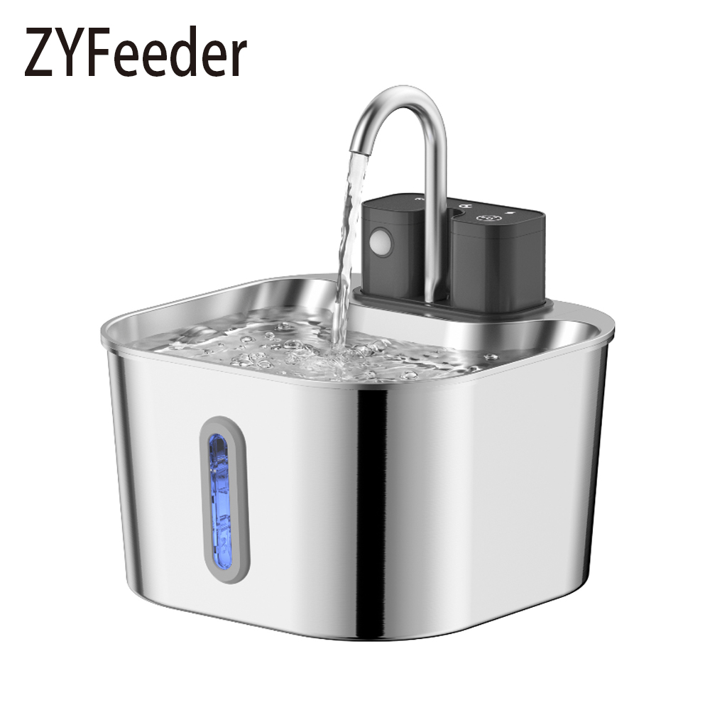 Wireless Pet Water Fountain Battery - 2L Draadloze Slimme Huisdierfontein van RVS,