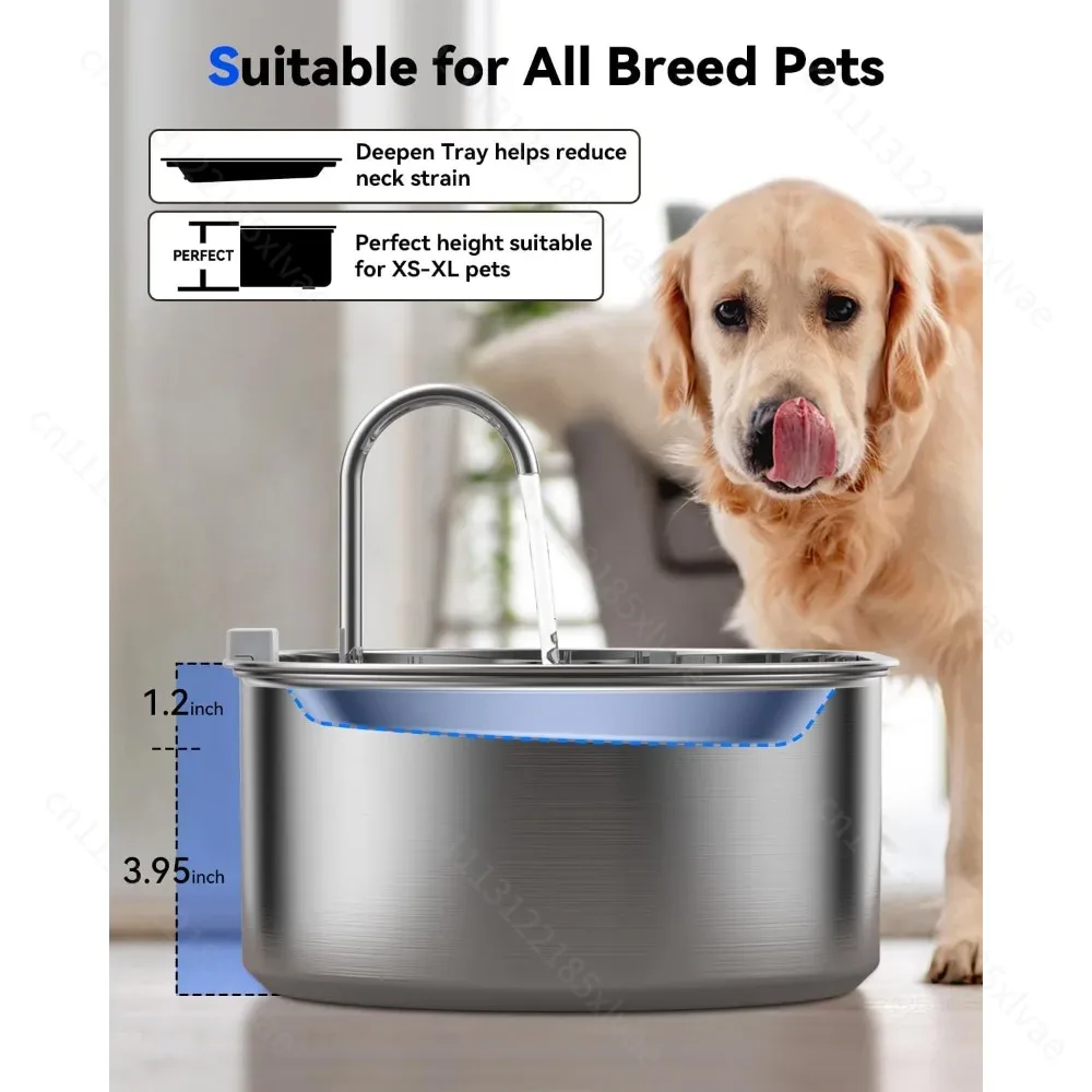 Dog Water Fountain Large - 13L roestvrijstalen automatische drinkfontein voor huisdieren,