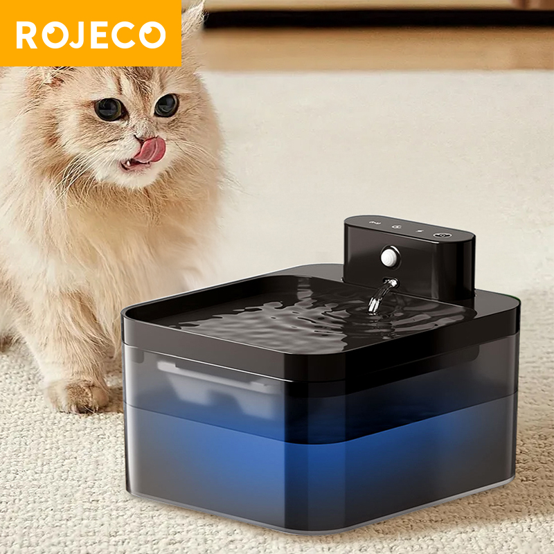 Wireless Pet Water Fountain Battery - ROJECO Draadloze Automatische Kattenwaterfontein 2.2L 2600mAh
