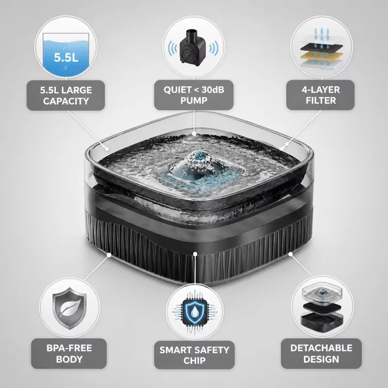 voor 5,5L Grote Capaciteit Hui - Dog Water Fountain Large recensie en prijs