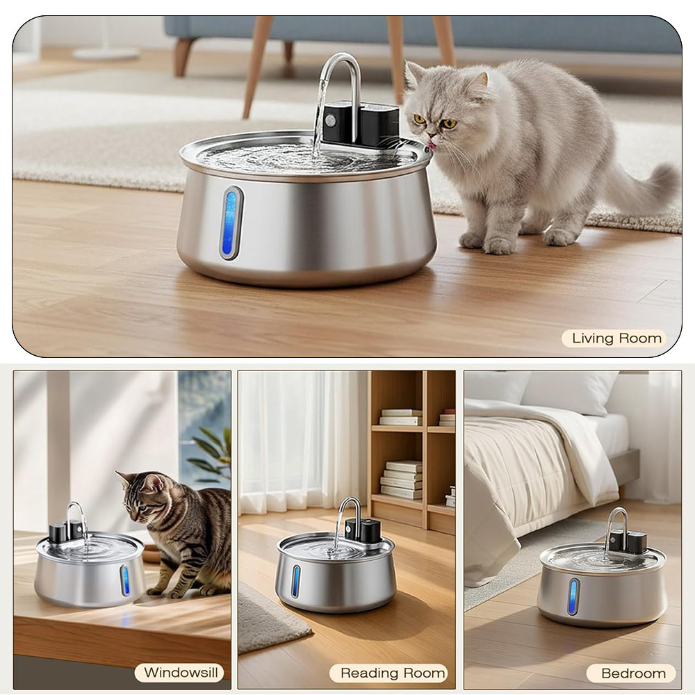 4L Draadloze Oplaadbare RVS Hu - Pet Water Fountain Stainless Steel recensie en prijs
