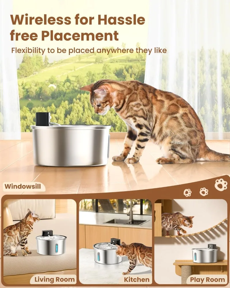 VOFORD 3.2L Oplaadbare Draadlo - Wireless Pet Water Fountain Battery recensie en prijs