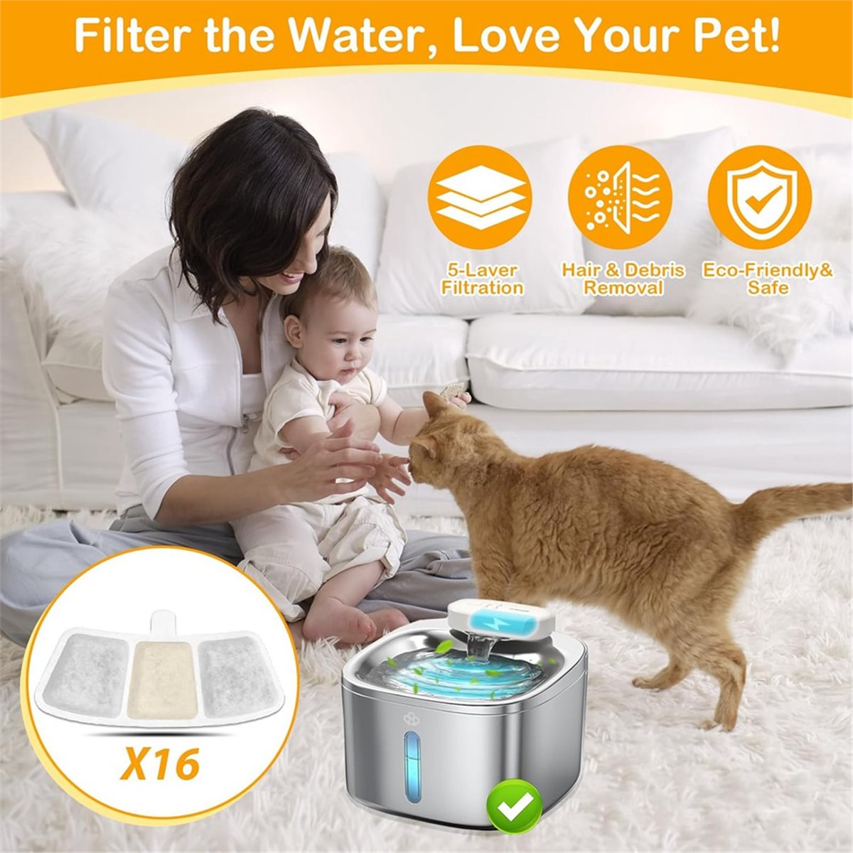 Aug.A632F-16PCS Vervangingsfil - Pet Fountain Filter Replacement recensie en prijs