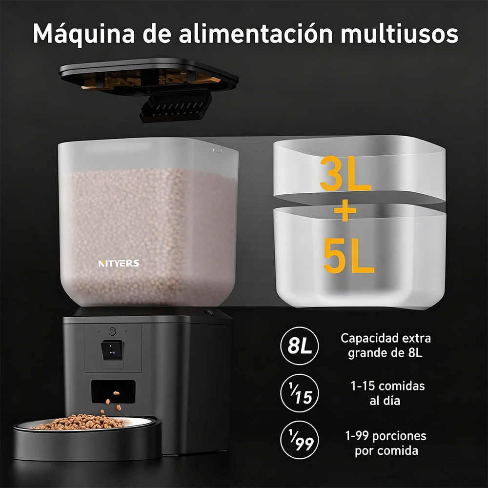 Nityers 8L Automatische Katten - Smart Pet Feeder Camera Wifi recensie en prijs