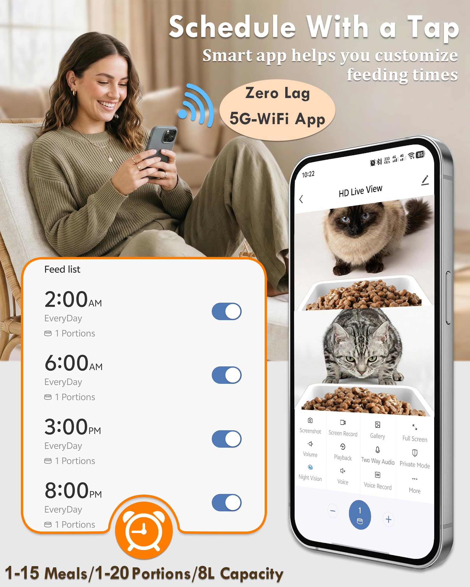 5GHz WiFi 8L Slimme Automatisc - Smart Pet Feeder Camera Wifi recensie en prijs