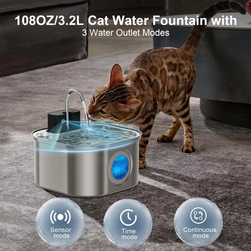 3.2L Draadloze Katten Drinkfon - Pet Water Fountain Stainless Steel recensie en prijs